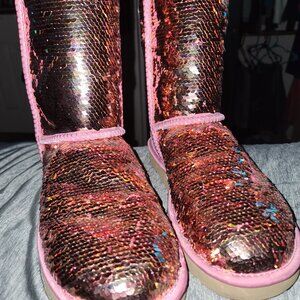 Ugg Austrilia Sequin Pink Boots Womens Size 9